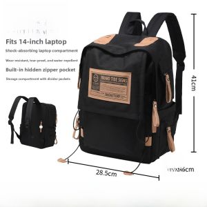 Mens Double-Shoulder Casual Travel Backpack Large Capacity Laptop Bag 15.6 Inch Modern Neutral Style Oxford Cloth Waterproof