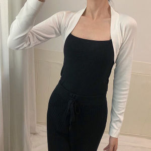 Áo Len Dệt Kim Phong Cách Pháp Thanh Lịch Với Tay Áo Ngắn Và Thiết Kế Hở Lưng Màu Sắc Tinh Khiết Độ Dày Thông Thường Cho Mùa Hè