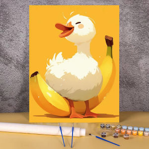 BILIBILI | Frameless Cute Duck DIY Painting By Numbers Drawing on Canvas Hand Painted Paintings Easy Pictures By Number Cartoon Home Decor