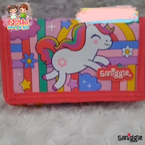 Dompet Anak Lipat Tali Panjang Motif Unicorn Pink / Dompet Anak Perempuan Lipat Girl Tali Selempang