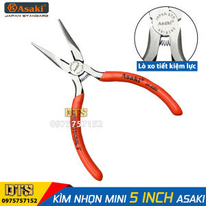 Kìm nhọn mini tự bung Asaki AK-8293 5/125mm (Có lò xo giữa)