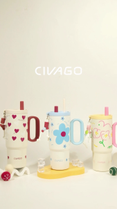 CIVAGO(25oz/750ml)316 Stainless Steel Straw Tumbler Large-Capacity Vacuum Insulated Car Mountable Cup