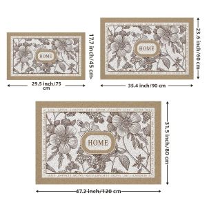 VIKAMA Vintage Hoa Thảm Chùi Chân Chống Trượt Trong Nhà Trang Trí Nhà Thảm Thanh Lịch Phác Thảo In Hoa Thảm Cho Cửa Trước Lối Vào 100% Polyester