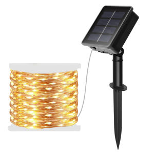 LED Solar Fairy Waterproof Copper Wire String Lights Christmas Party Garland Solar Power Lamp for Outdoor Garden Wedding