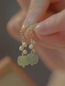 Outlets Outlets Withdraw from Cupboard Big Sale Freshwater Pearl Hetian Jade Earrings Outlets Womens Accessories Two