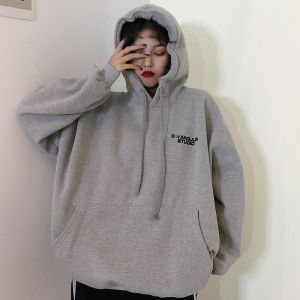 เสื้อสเวตเตอร์คอวีแขนยาวผู้หญิง ทรงหลวม บาง แฟชั่นฤดูใบไม้ร่วง/ฤดูหนาว 2024 ใหม่ เสื้อคลุมกันหนาวแบบสวมหัว ผ้าฝ้ายผสมโพลีเอสเตอร์