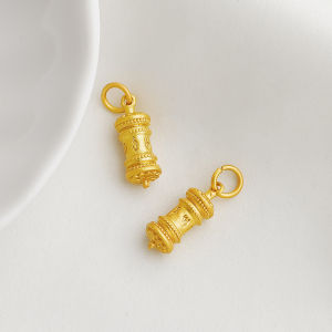 Alluvial Gold Gold-Plated Color Retention Six Words Mantra Hanging Piece Pendant Vajra Necklace Pendant Material DIY Ornament Accessories