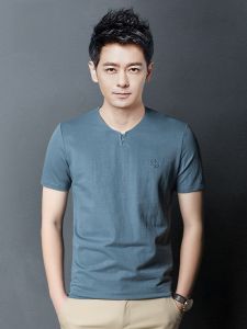 ROMON | Lormen Mens Short Sleeve T-Shirt Summer Thin Fashion Casual Loose Round Neck Ice Silk Linen Half Sleeve T-Shirt Base Shirt