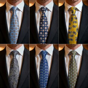 2pcs Neck Ties Set Yellow Red 100% Silk Neckties Mens Brown Dots Paisley Tie Wedding Party Suit Accessories Groom Tie Cravat