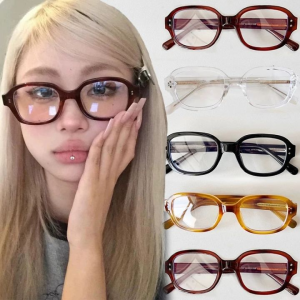 C.three Korea Modern Retro Narrow Oval Rectangle Frame Anti Blue Light Eyeglasses For Women Men