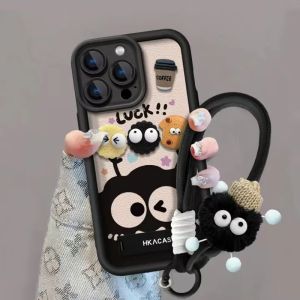 MrHaHa Casing For Redmi A3 12 12C A1 10C 10 10A 9 9A 9C 9T Note 12 11s 10s 9s 11 10 Pro Xiaomi 11 12 Lite 3D DIY Cartoon Cute Cookie Doll With Chain Bracket Phone Cases TPU Soft Protective Cover