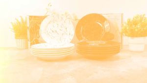 FIORENZA Piring set 6pcs 9inch deluxe white marble round rooster bowl MP-SP9 / wadah saji piring motif marmer
