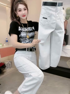 Quần Jeans Denim Ống Thẳng Cạp Cao Quần Jeans Nữ Thời Trang Mùa Thu Quần Jeans Xanh Thoải Mái Dáng Rộng Thoáng Khí