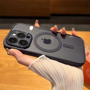 Luxury Magnetic Wireless Charge For Magsafe Case For iPhone 15 14 13 12 11 Pro Max Lens Protection Soft Bumper Transparent Cover