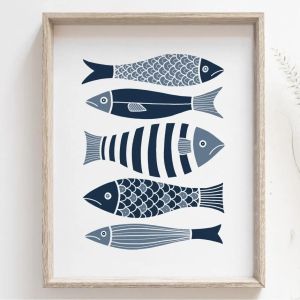 1 PC Aesthetic Coastal ผ้าใบ Wall Art Seaside Beach นกปลา House Decor Modern Ocean WAVES Minimalist พิมพ์โปสเตอร์ VINTAGE