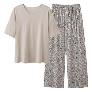 MiiOW | ชุดนอนผู้หญิง Catman ฤดูร้อน แขนสั้น กางเกงขายาว 2025 ใหม่ ชุดนอนลำลอง สีพื้น สไตล์เรียบง่าย พร้อมแผ่นเสริมหน้าอก