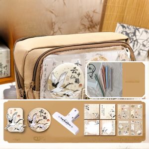 Simplified Chinese Style Large Capacity Transparent Pencil Case Girls Student Stationery Box New 2025 Ins High Aesthetic Value