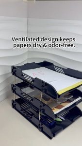 3 Tier Plastic Document Tray Desktop Paper File Rack A4 Letter Storage Organizer School Office