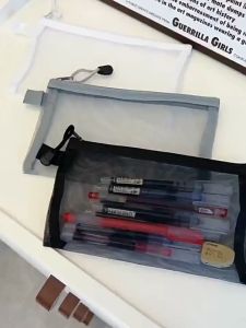 Newyorkbigsale กระเป๋าดินสอ อุปกรณ์ใส่เครื่องเขียน ใส่ของจุกจิก แบบตาข่าย ขายแบบแพ็คคู่ No.Y2213