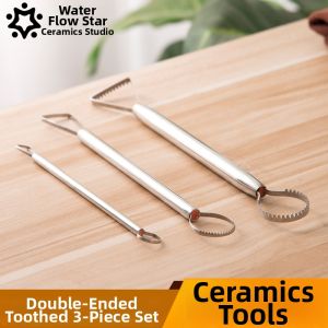 JINGDEZHEN | Double-Headed Stainless Steel Pottery Modeling Tools 3 Piece Set
