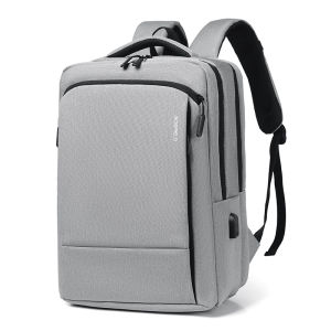 Bosfield Large Capacity Business Casual Backpack for Men and Women Oxford Spinning Zipper Closure Pure Color Vertical Square Shape