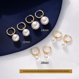 Elegant Pearl Earrings Womens Luxury Simple Circle Fashion Jewelry Ear Dangle Autumn Winter Stylish Accessory Pair