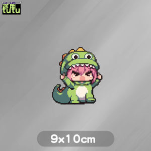 การ์ตูนภาพเคลื่อนไหว TUTU Punk Rock Wave Pixel ไดโนเสาร์รถสติกเกอร์สําหรับการตกแต่งตัวถังรถยนต์การออกแบบที่ปรับแต่งได้