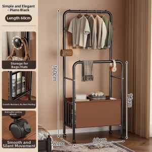 YIXUAN | Moveable Bedside Clothing and Hat Rack with Dual Bars
