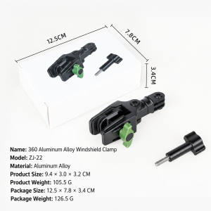 For GoPro 13 12/Insta360 X5 Motorcycle Windshield Clamp Clip for DJI Osmo 360/Action 6 5 4/Pocket 4P 4 3 Aluminium Alloy Mount