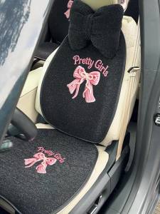 CapitAuto | Non-slip Breathable Pink Bow Female Interior Auto Seat Cushion