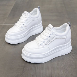 Womens Casual Shoes 8cm Heightening Thick Bottom Platform Anti-slip Soft Sole Spring New Style Fashionable Flat White Sneakers