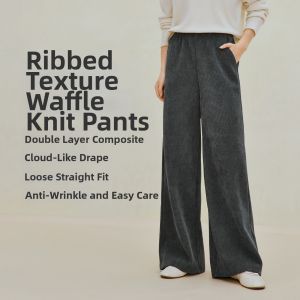 INMAN | Waffle Velvet Loose Fit Vertical Slim Trousers Straight Long Pants