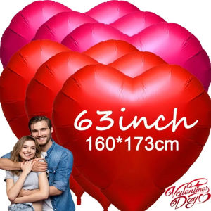 Dizoey 63Inch Large Love Balloons Giant Aluminum Film Red Heart Shaped Balloons for Birthday Valentines Day Wedding Party Decoration