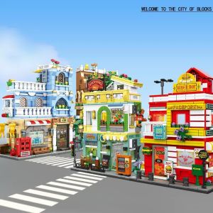 JIQILE | Assembly Building Blocks Toy Street Scene Cafe