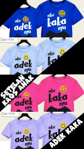 Kaos Setelan Anak  Laki Dan Perempuan Couple Gambar Smile Adek Kakak   Usia 1-10 Tahun