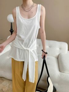 Summer Loose Slimming Strapless U-Neck Vest Bloggers Style Two-Piece Set Sleeveless Top for Women Fashionable Casual Wear