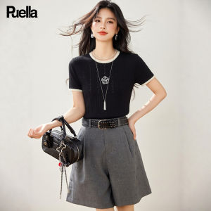 puella | Korean Style Color Block Embroidery High End Summer Short Sleeve T-Shirt