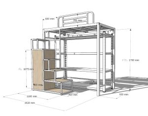 Loft bed with shelf customize singapore for helper room/store room/bomb shelter/unity/smaller room