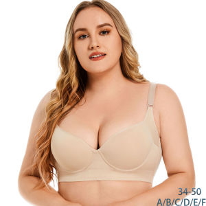 ขนาดพิเศษบราชุดชั้นในไร้รอยต่อแบบเซ็กซี่สำหรับผู้หญิงที่34-50A/B/C/D/E/F ถ้วยล่างรองรับด้านข้างป้องกันร่องรอยหย่อนคล้อย