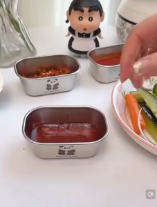 OHHDEER Mini 304 Stainless Steel Sauce Box | Cute Panda | 110ml Leakproof Bento Seasoning Container