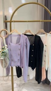 ●ECLAIRE● 043 Blouse Rajut Knit Button Longsleeves Lengan Panjang Kasual Korea Kantor Kerja Modis Wheisy Import Premium