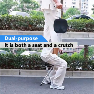 Homepeas® Elderly Walking Stick Walking Aids Folding Seat Cane Chair Walking Stick Aluminium Stainless Steel