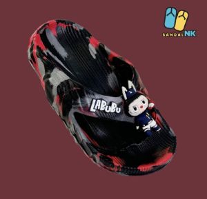SENDAL JEPIT TERBARU ANAK COWOK/ LABUBU JELLY/ KARET EVA LENTUR DAN RINGAN/ MODEL LORENG/ SENDAL VIRAL