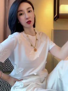 Fashionable Casual Short Sleeve T-Shirt Womens Spring Summer New Arrival Elegant Top Comfortable Fit Korean Style Wraparound