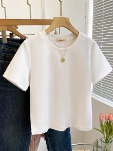 Korean Style Loose Short Sleeve Flocking T-Shirt: Women's Summer Fashion Pink Inner Wear Base Shirt