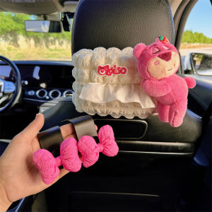Cute Strawberry Bear Car Sunshade Board Hanging Paper Towel Box Vehicle Interior Storage Box New 2025 Béjiamán