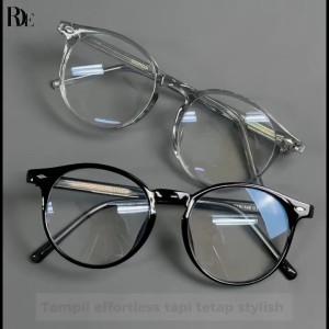 Robins - Kacamata Minus Bulat Anti Radiasi Blueray Photocromic Bluecromic TR90 Pria Wanita 9210
