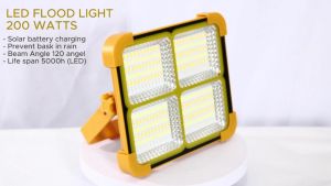 Portable Solar Flood Light 100W 200W Rechargeable Type-C Waterproof Emergency Light for Camping Outdoor