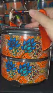 TIFFIN MANGKUK TINGKAT 12cm -  READY STOCK Batik Tiffin /Food Carrier/ 怀旧娘惹钢饭格 12cm