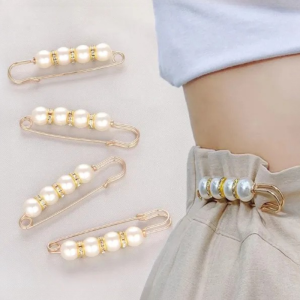 1pc Pearl Brooch Tightening Waistband Pin Set Fix Clothes Collar Waist Clips